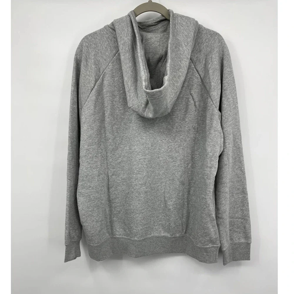 SOLD Nike Womens Gray Heather Essential Funnel Neck Hooded Sweatshirt Pullover - Picture 2 of 14